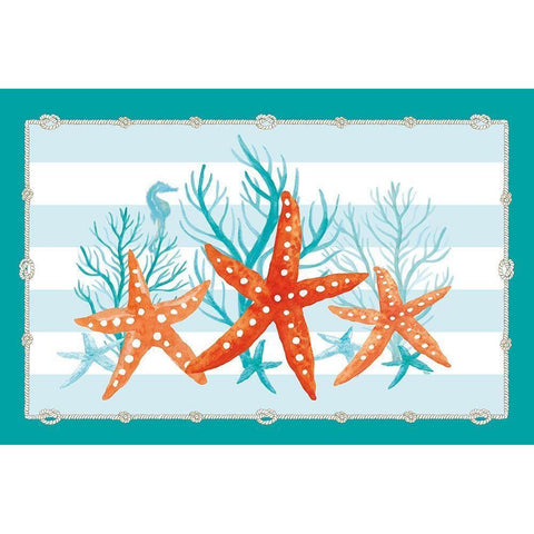 Coral Aqua II on Teal Gold Ornate Wood Framed Art Print with Double Matting by Reed, Tara