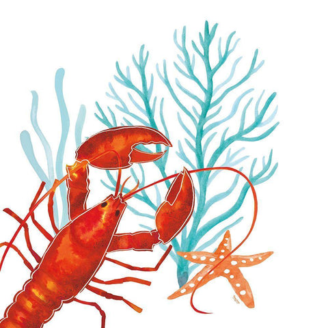 Coral Aqua IX Black Ornate Wood Framed Art Print with Double Matting by Reed, Tara