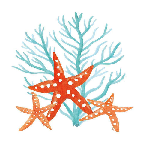 Coral Aqua XIII Gold Ornate Wood Framed Art Print with Double Matting by Reed, Tara