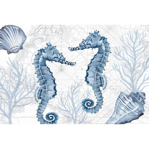 Deep  Blue Sea IV on White Gold Ornate Wood Framed Art Print with Double Matting by Reed, Tara