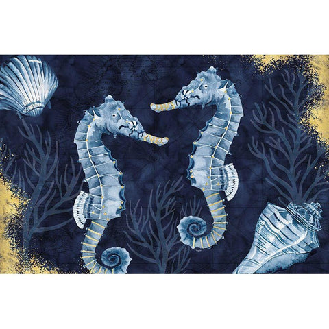 Deep  Blue Sea IV on Blue Gold Gold Ornate Wood Framed Art Print with Double Matting by Reed, Tara