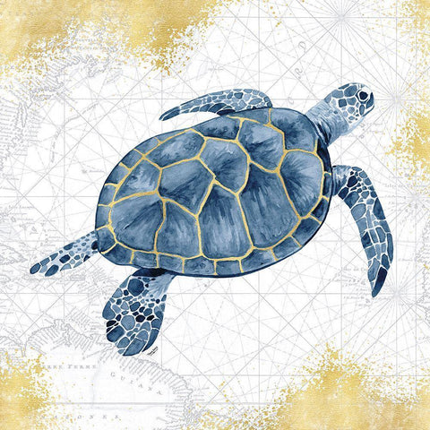 Deep  Blue Sea VII White Gold Black Modern Wood Framed Art Print with Double Matting by Reed, Tara