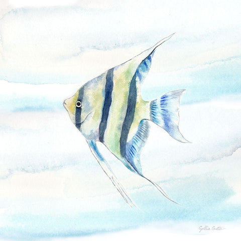 Great Blue Sea IX White Modern Wood Framed Art Print with Double Matting by Coulter, Cynthia