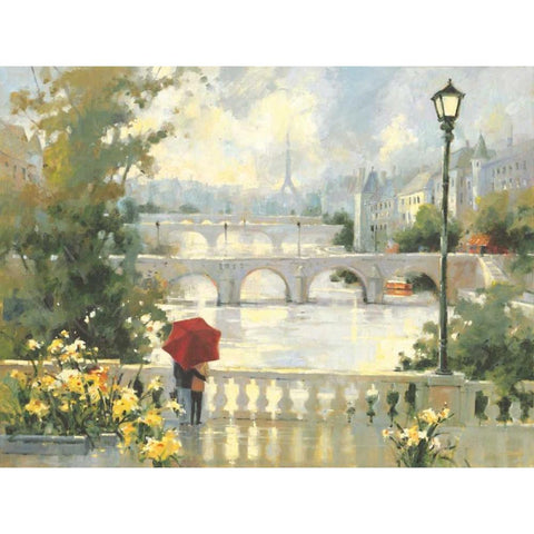Paris Mist Black Modern Wood Framed Art Print with Double Matting by Simandle, Marilyn