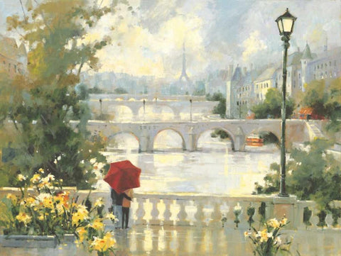 Paris Mist White Modern Wood Framed Art Print with Double Matting by Simandle, Marilyn