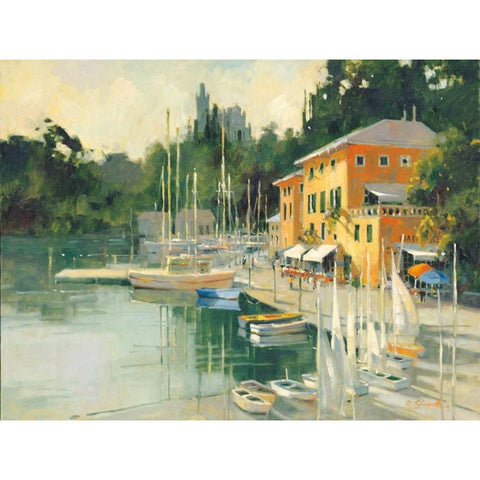 Portofino Heights Black Modern Wood Framed Art Print with Double Matting by Simandle, Marilyn