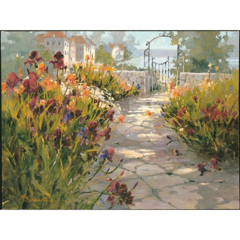 Italian Village Gold Ornate Wood Framed Art Print with Double Matting by Simandle, Marilyn