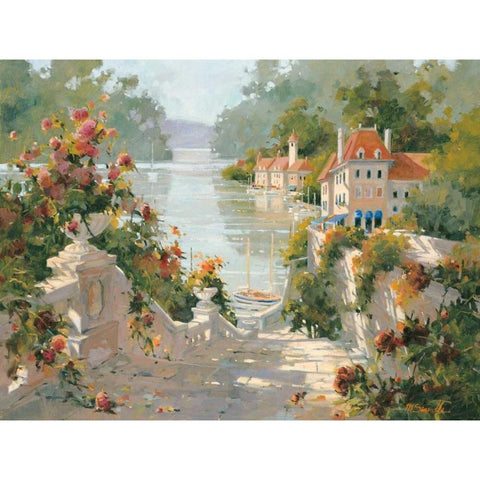 Italian Harbour Gold Ornate Wood Framed Art Print with Double Matting by Simandle, Marilyn