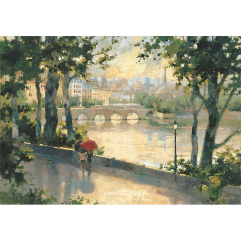 Paris Evening Black Modern Wood Framed Art Print with Double Matting by Simandle, Marilyn