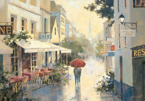Cafe de Ville White Modern Wood Framed Art Print with Double Matting by Simandle, Marilyn