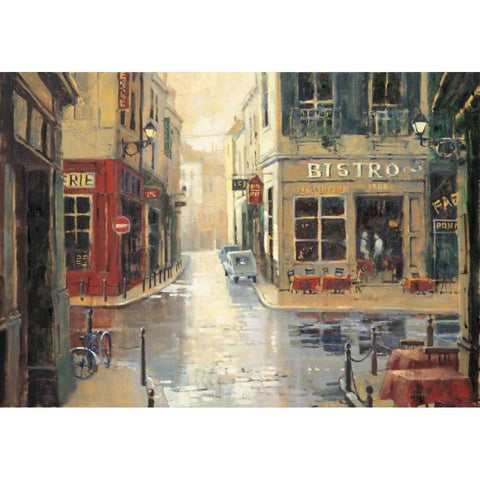 Side  Street Bistro Black Modern Wood Framed Art Print with Double Matting by Simandle, Marilyn