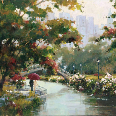 View From The Park Black Modern Wood Framed Art Print with Double Matting by Simandle, Marilyn