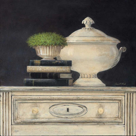 Cream Tureen Black Ornate Wood Framed Art Print with Double Matting by Fisk, Arnie