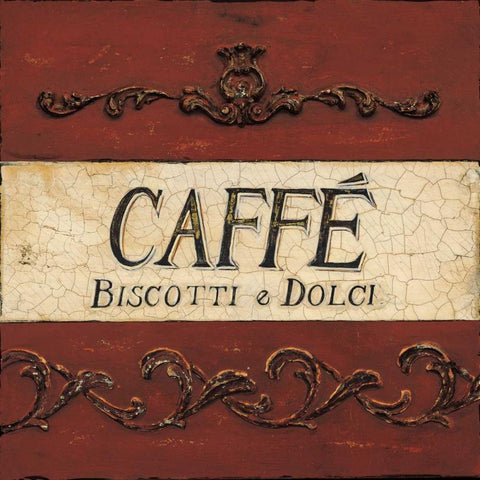 Caffe Biscotti Plaque Gold Ornate Wood Framed Art Print with Double Matting by Fisk, Arnie