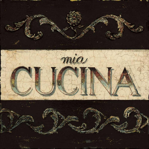 Mia Cucina Plaque White Modern Wood Framed Art Print with Double Matting by Fisk, Arnie
