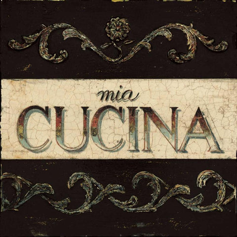 Mia Cucina Plaque White Modern Wood Framed Art Print by Fisk, Arnie