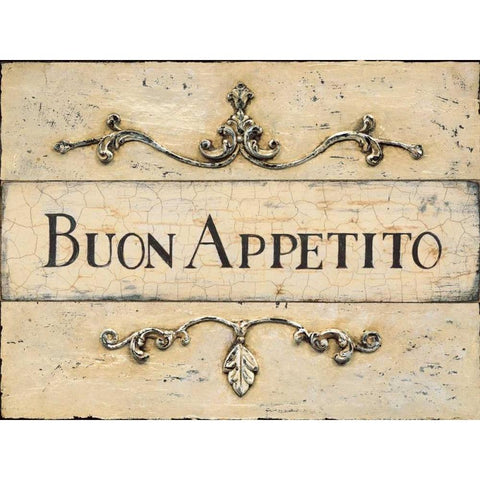 Buon Appetito Plaque White Modern Wood Framed Art Print by Fisk, Arnie