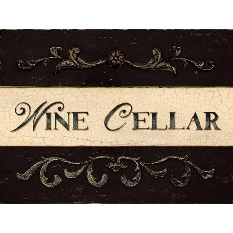 Wine Cellar Plaque White Modern Wood Framed Art Print by Fisk, Arnie