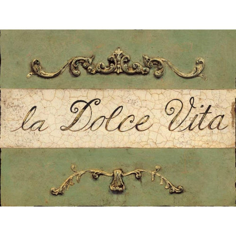 Dolce Vita Plaque Gold Ornate Wood Framed Art Print with Double Matting by Fisk, Arnie