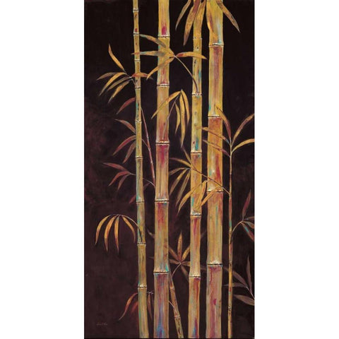 Gilded  Bamboo 1  Black Modern Wood Framed Art Print with Double Matting by Fisk, Arnie