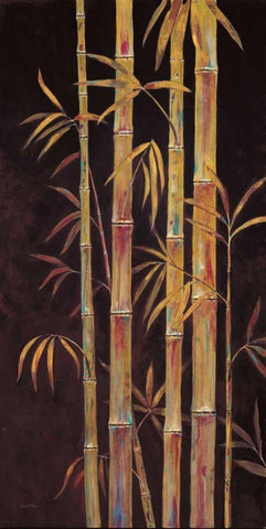 Gilded  Bamboo 1  White Modern Wood Framed Art Print with Double Matting by Fisk, Arnie