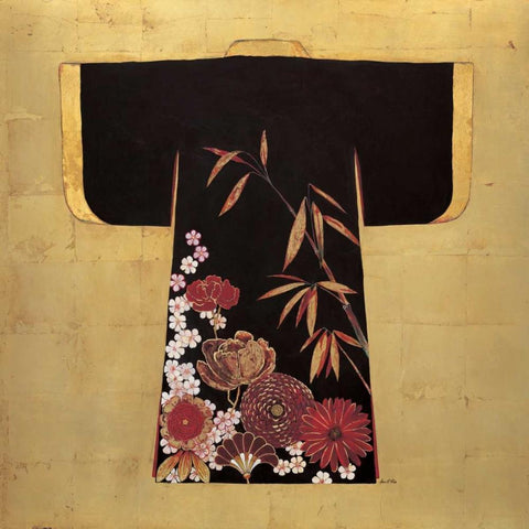 Gilded Kimono  Black Modern Wood Framed Art Print with Double Matting by Fisk, Arnie