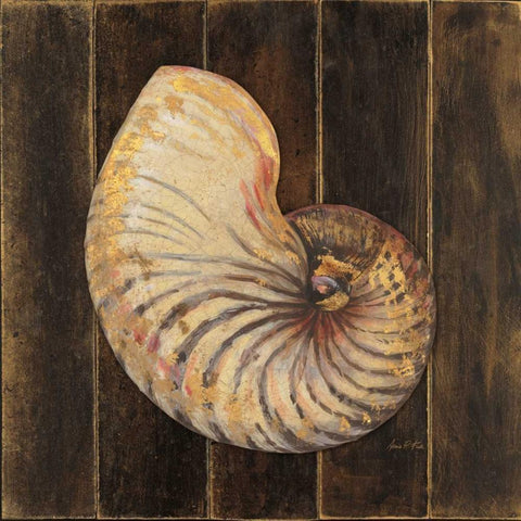 Ocean Nautilus Gold Ornate Wood Framed Art Print with Double Matting by Fisk, Arnie