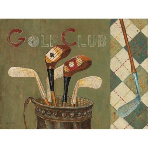 Golf Club Black Modern Wood Framed Art Print with Double Matting by Fisk, Arnie