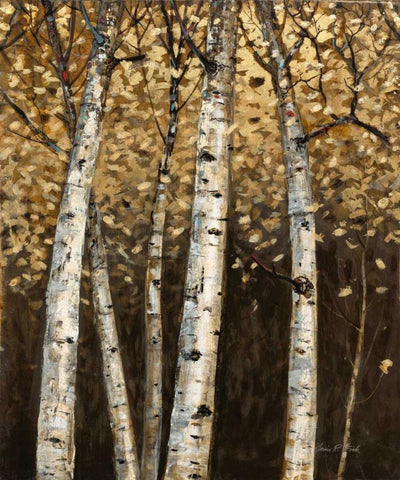 Shimmering Birches 2 Black Ornate Wood Framed Art Print with Double Matting by Fisk, Arnie