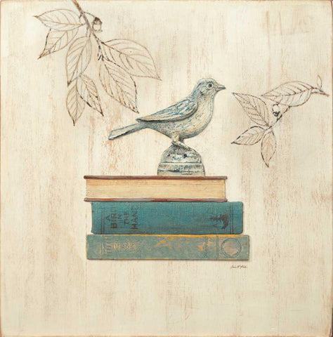 Aviary Library White Modern Wood Framed Art Print with Double Matting by Fisk, Arnie