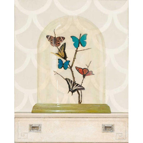 Butterfly Cloche Black Modern Wood Framed Art Print with Double Matting by Fisk, Arnie