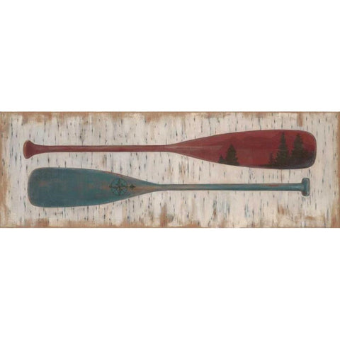 Paddles on Birchbark Gold Ornate Wood Framed Art Print with Double Matting by Fisk, Arnie