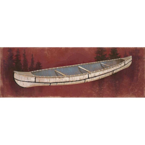 Birchbark Canoe Black Modern Wood Framed Art Print with Double Matting by Fisk, Arnie
