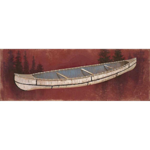 Birchbark Canoe White Modern Wood Framed Art Print by Fisk, Arnie