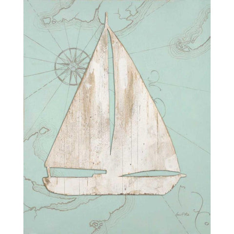 Coastal Sailboat  Gold Ornate Wood Framed Art Print with Double Matting by Fisk, Arnie