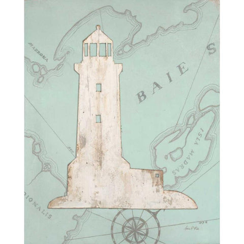 Coastal Lighthouse  White Modern Wood Framed Art Print by Fisk, Arnie