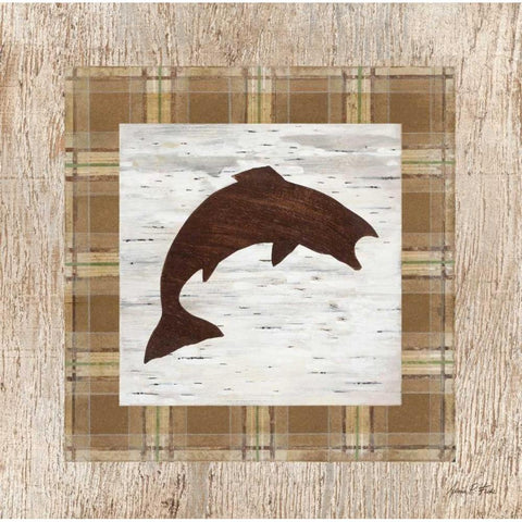 Jumping Salmon White Modern Wood Framed Art Print by Fisk, Arnie