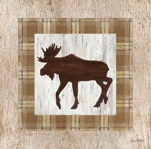 Wandering Moose White Modern Wood Framed Art Print with Double Matting by Fisk, Arnie