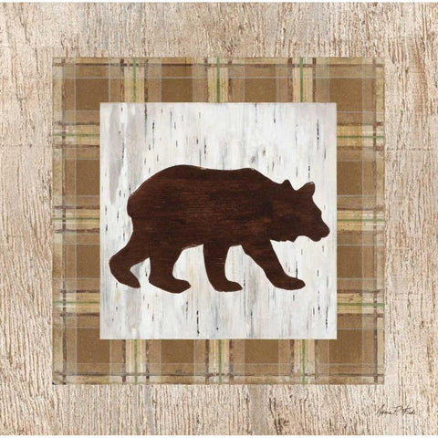 Searching Bear White Modern Wood Framed Art Print by Fisk, Arnie