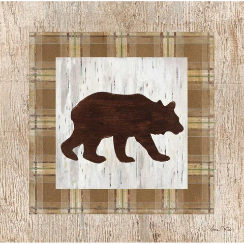 Searching Bear Black Modern Wood Framed Art Print with Double Matting by Fisk, Arnie