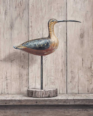 Curlew White Modern Wood Framed Art Print with Double Matting by Fisk, Arnie