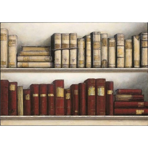 World Study of Books Gold Ornate Wood Framed Art Print with Double Matting by Fisk, Arnie