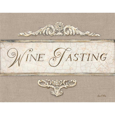 Linen Wine Tasting  White Modern Wood Framed Art Print by Fisk, Arnie