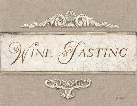 Linen Wine Tasting  Black Ornate Wood Framed Art Print with Double Matting by Fisk, Arnie