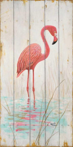 Flamingo Black Ornate Wood Framed Art Print with Double Matting by Fisk, Arnie