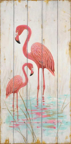 Flamingo Duo Black Ornate Wood Framed Art Print with Double Matting by Fisk, Arnie