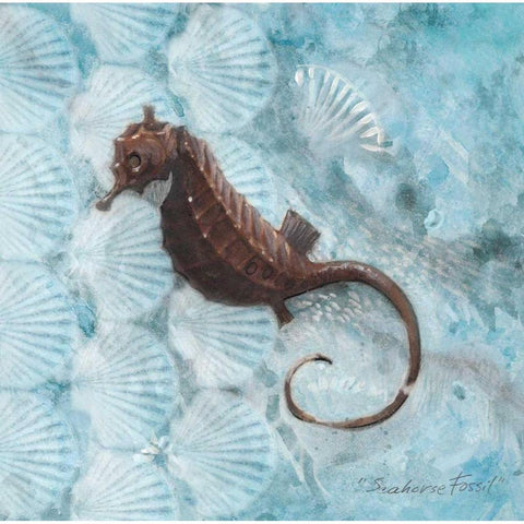 Seahorse Fossil Black Modern Wood Framed Art Print with Double Matting by Fisk, Arnie