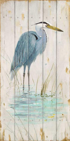 Blue Heron White Modern Wood Framed Art Print with Double Matting by Fisk, Arnie