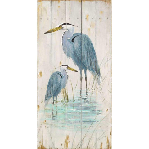 Blue Heron Duo Gold Ornate Wood Framed Art Print with Double Matting by Fisk, Arnie