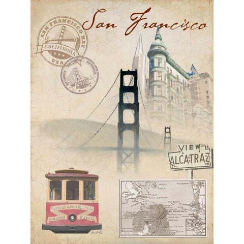 Travel San Francisco White Modern Wood Framed Art Print by FISK, Arnie